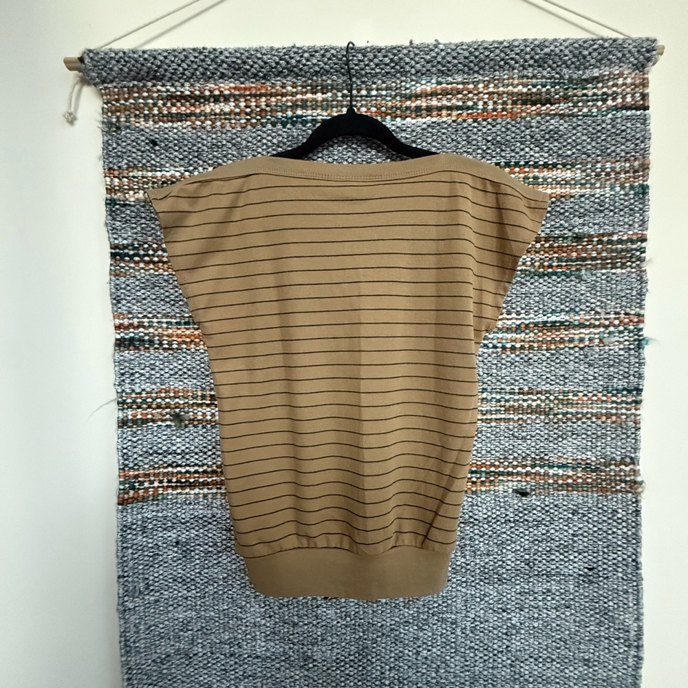 Vintage Diane Von Furstenberg Tan Striped Top - Picture 5 of 6